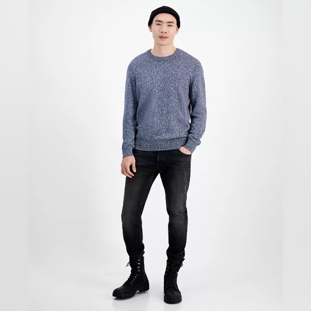 Mode of One Regular-Fit Marled-Knit Sweater Blue, size XXL